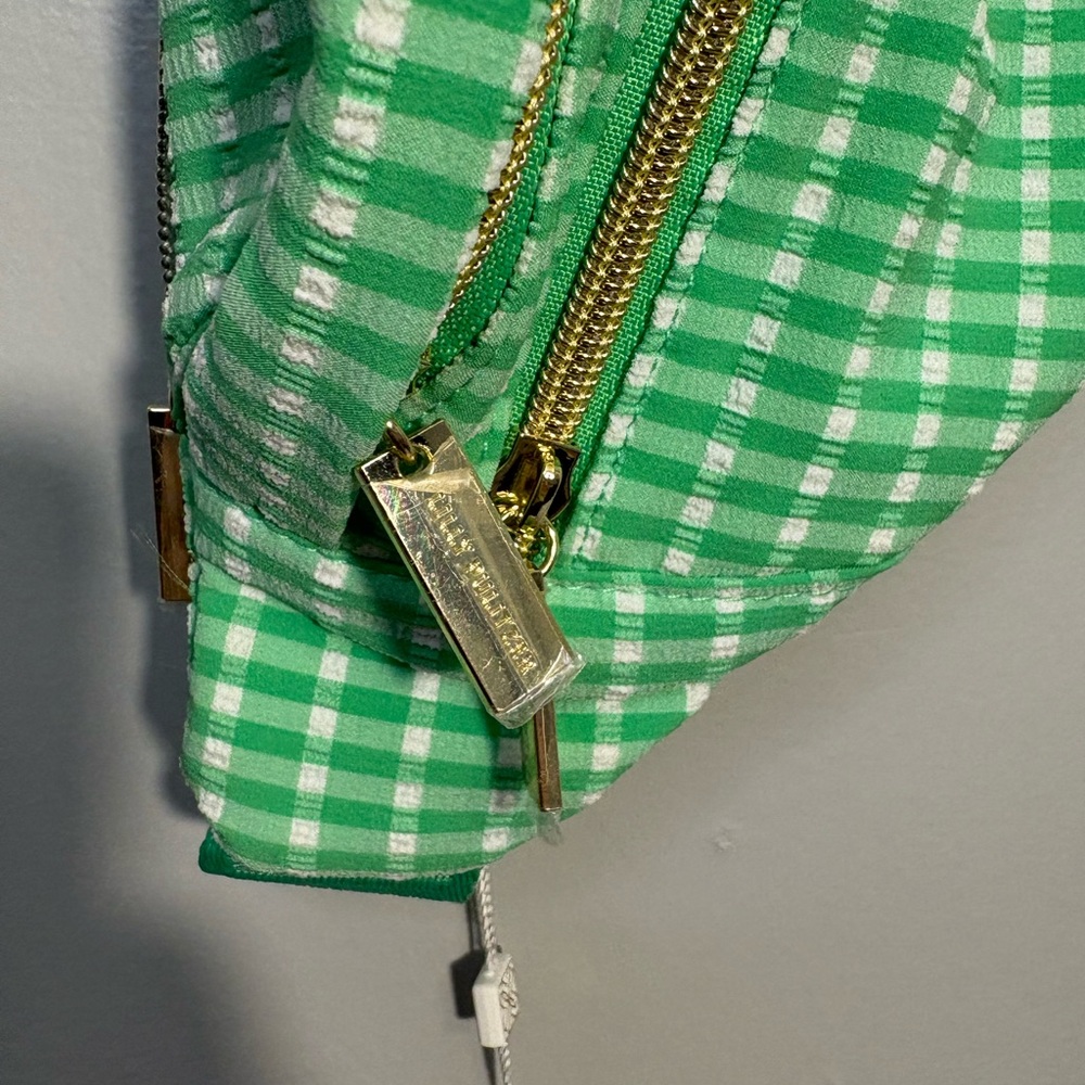 Lilly Pulitzer Green and White Gingham Crossbody Bag for Golf or Pickleball - Picture 2 of 10